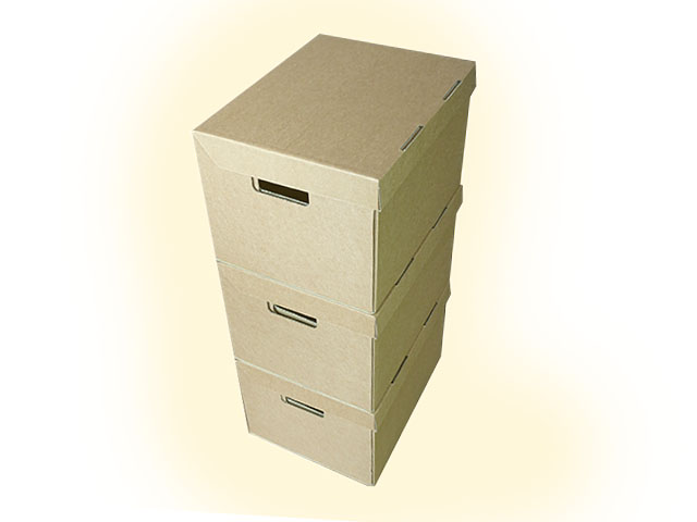 5 x Strong A4 Archive Filing Storage Cardboard Boxes With Handles 15"x12"x9"